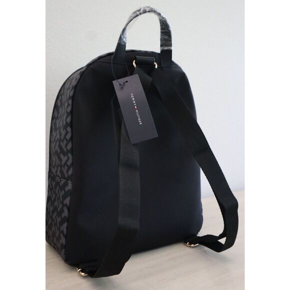 Tommy Hilfiger 69J8944-001 Unisex Black/Gray Allover Logo Print Backpack - Picture 5 of 10